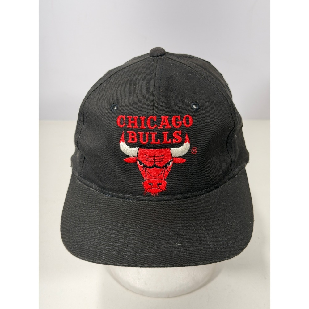 Vintage Chicago Bulls Snapback Hat The Game Black NBA Basketball Cap 90s